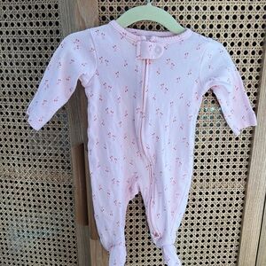 0-3M Pink Floral Footed Baby One-Piece